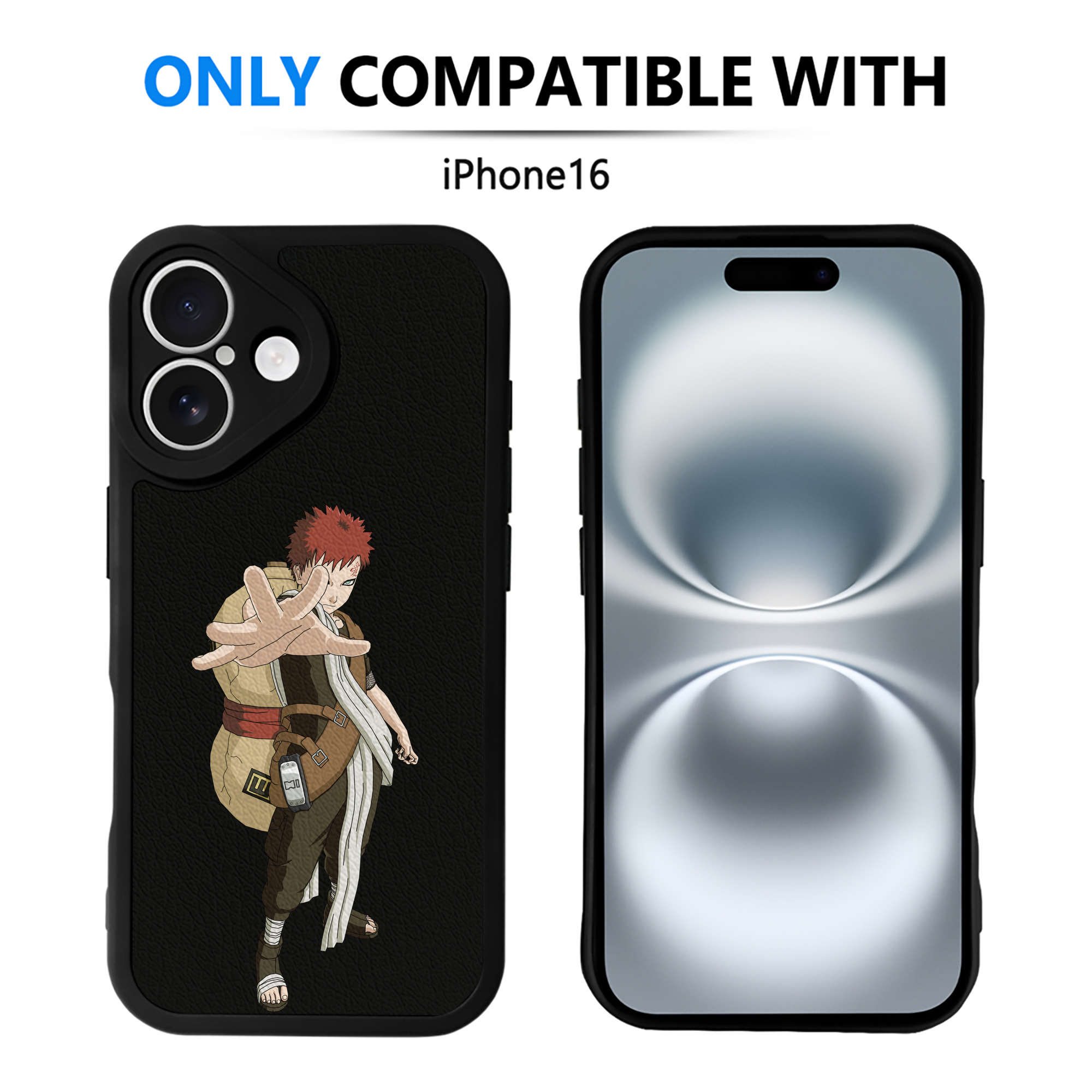 （画像用） NARUTO -ナルト- ガアラ Gaara 【iPhone 16シリーズ対応】シリコンスマホケース（レザー調） 材質：シリコン